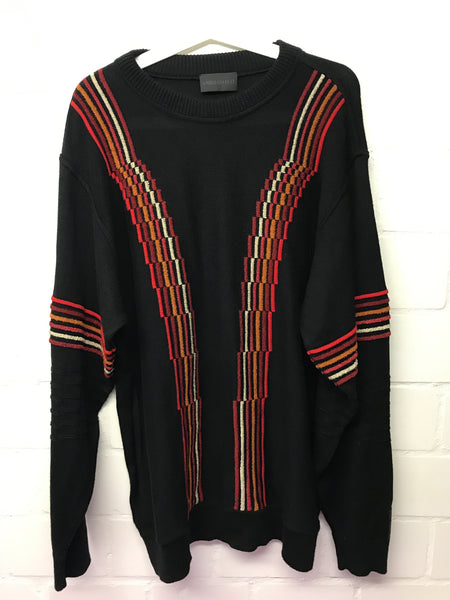 Carlo Colucci Pullover Strick Schwarz Rot Emblem